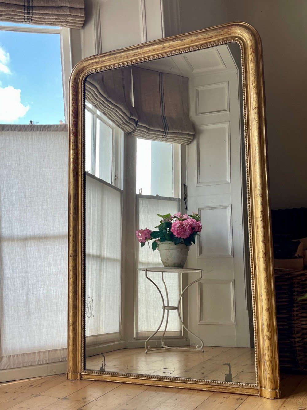 Large antique French gilt Louis Philippe mirror - mercury glass View X