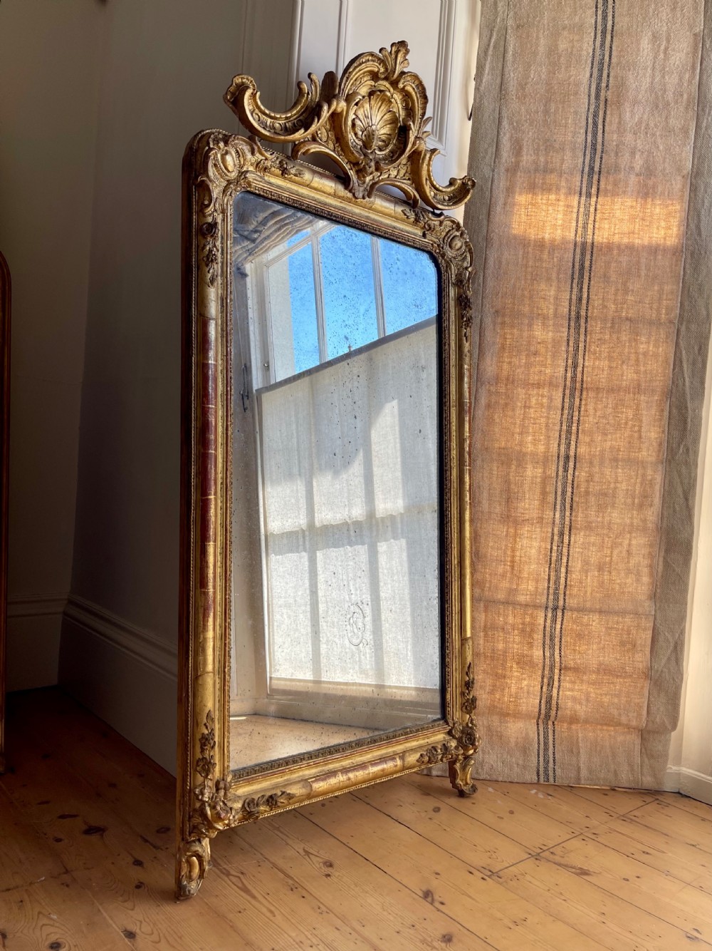 Large 19th century French gilt mirror - mercury glass View III
