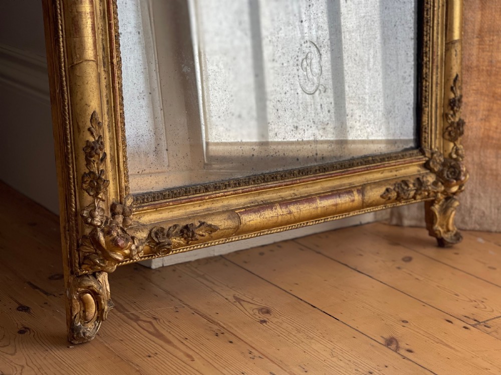 Large 19th century French gilt mirror - mercury glass View IV