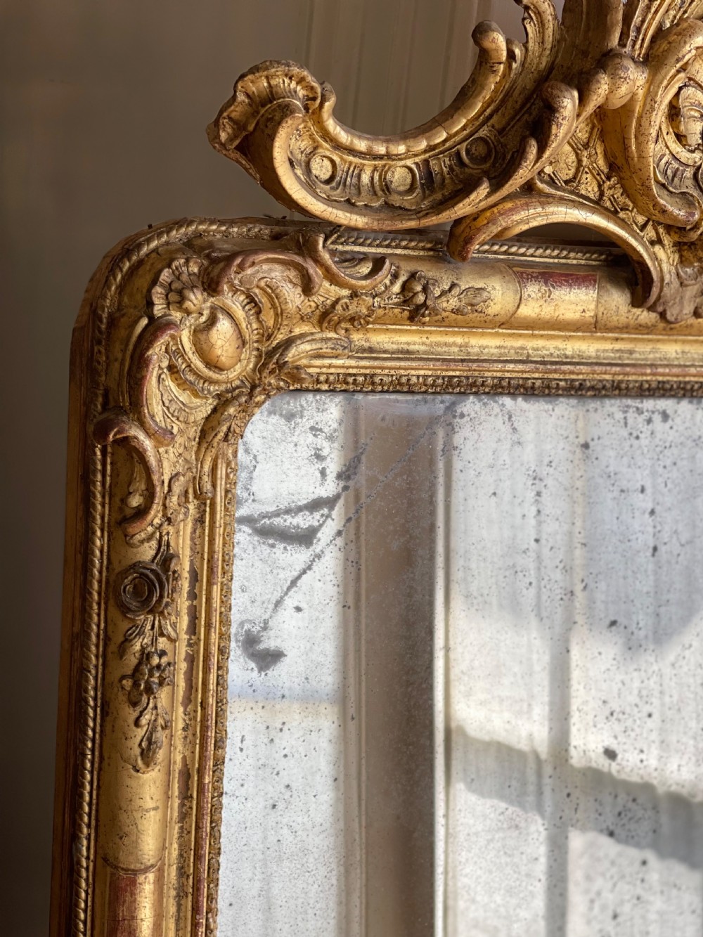 Large 19th century French gilt mirror - mercury glass View VI