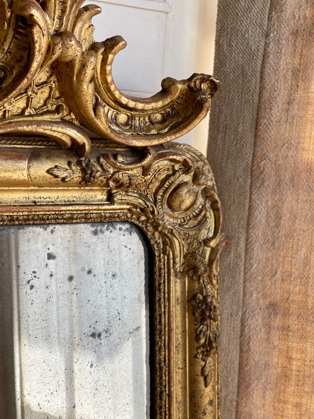 Large 19th century French gilt mirror - mercury glass View VII