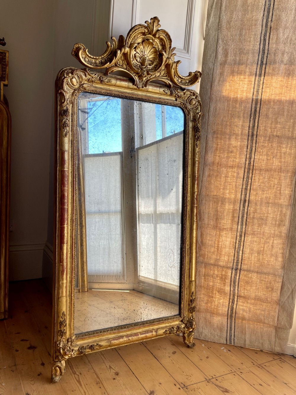 Large 19th century French gilt mirror - mercury glass View IX