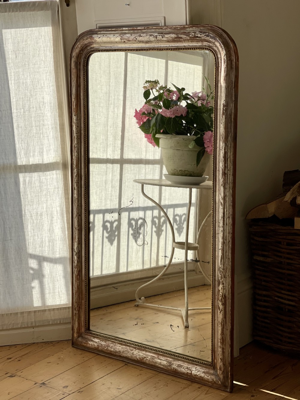 Antique French silver gilt mirror 