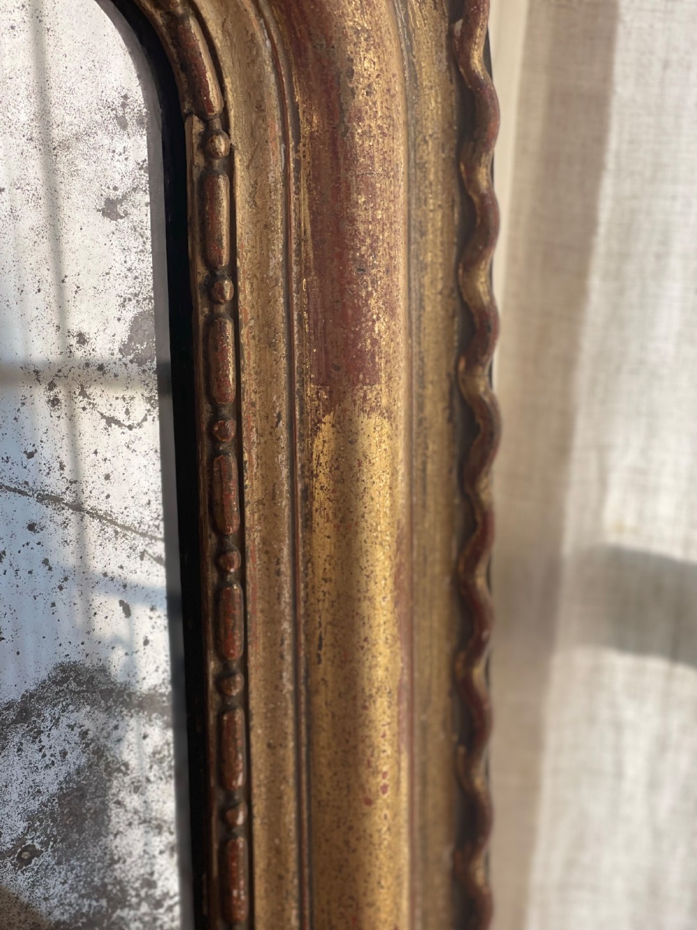 Antique French gilt mirror c1850 - mercury glass View II