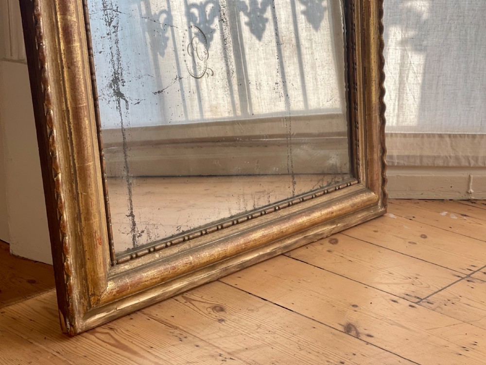 Antique French gilt mirror c1850 - mercury glass View III