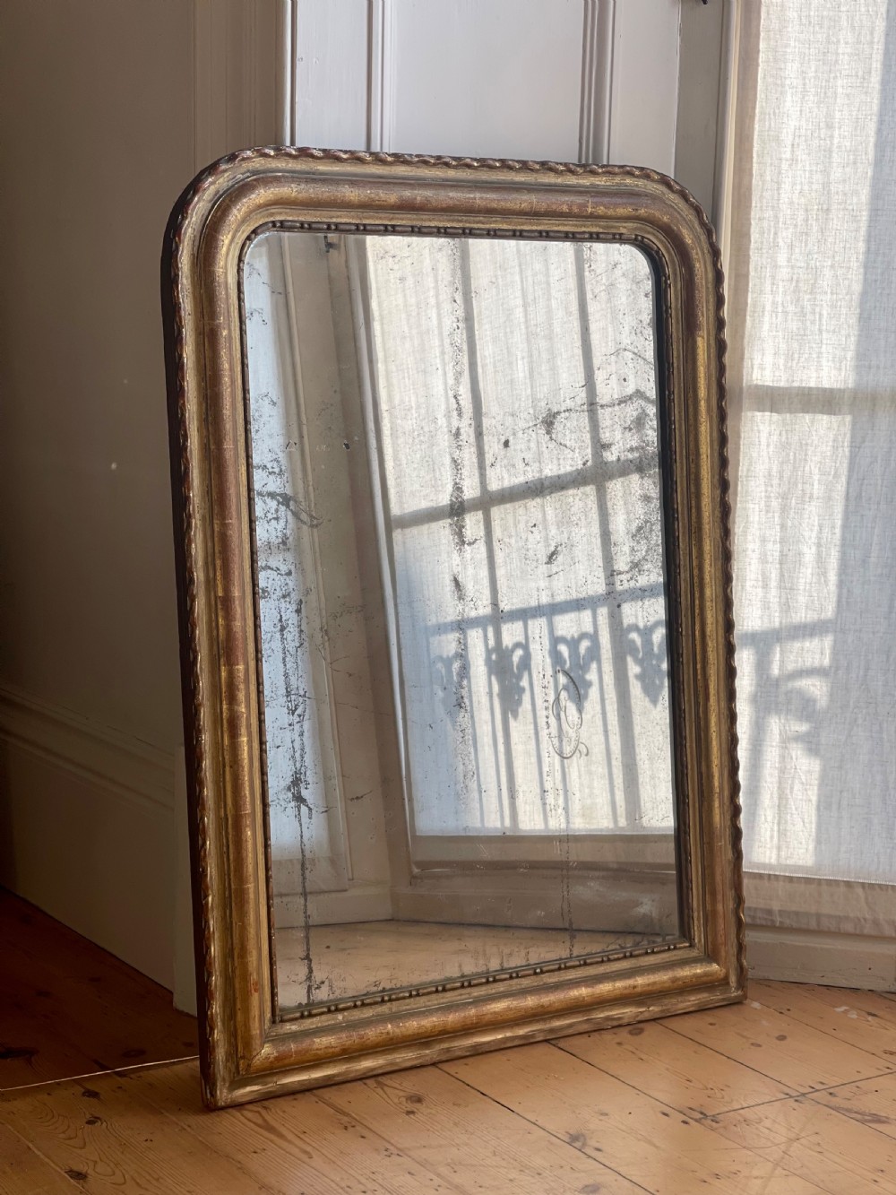 Antique French gilt mirror c1850 - mercury glass View IV
