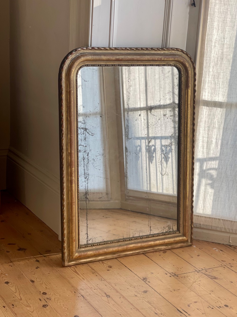 Antique French gilt mirror c1850 - mercury glass View VI