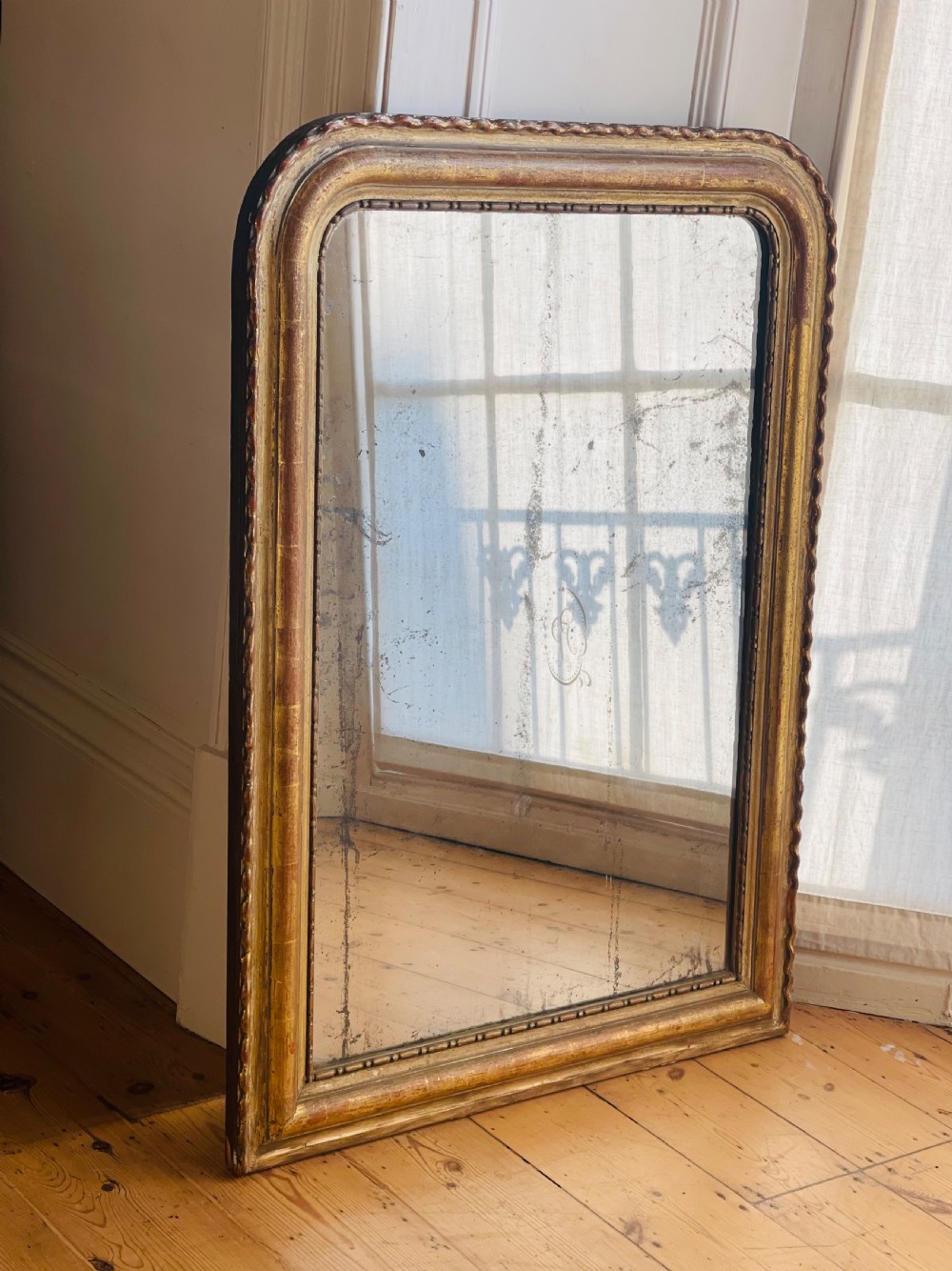 Antique French gilt mirror c1850 - mercury glass View VII