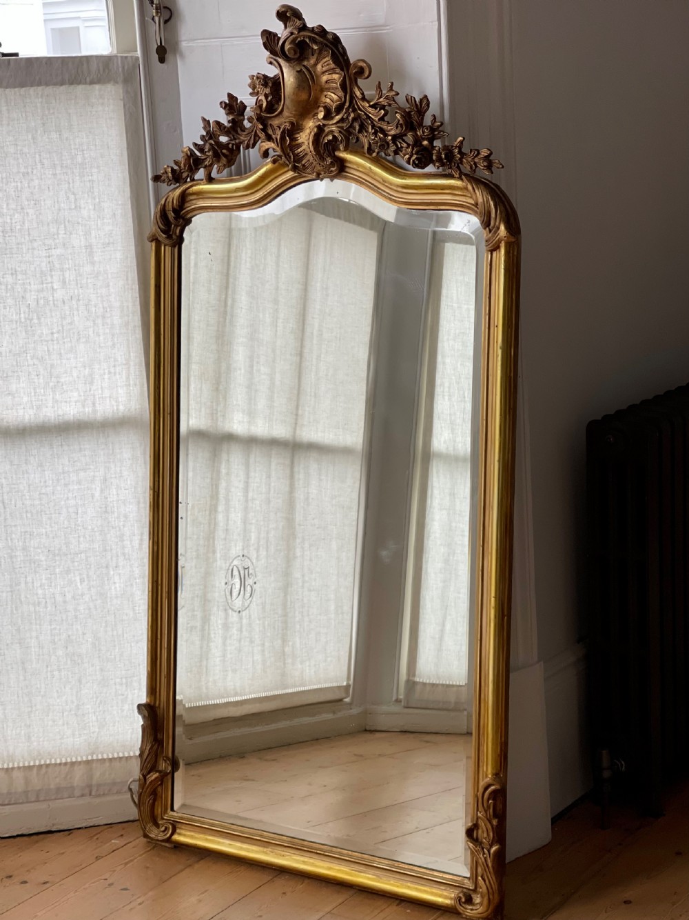 Large antique French gilt Louis XV mirror View IX