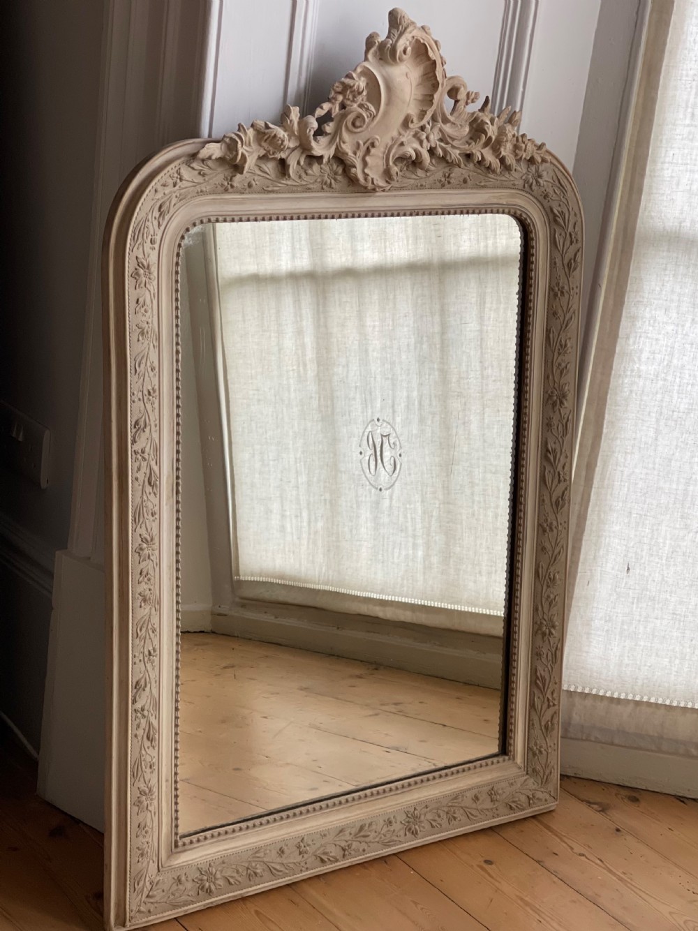 19th century French Louis XV bare gesso mirror  View V