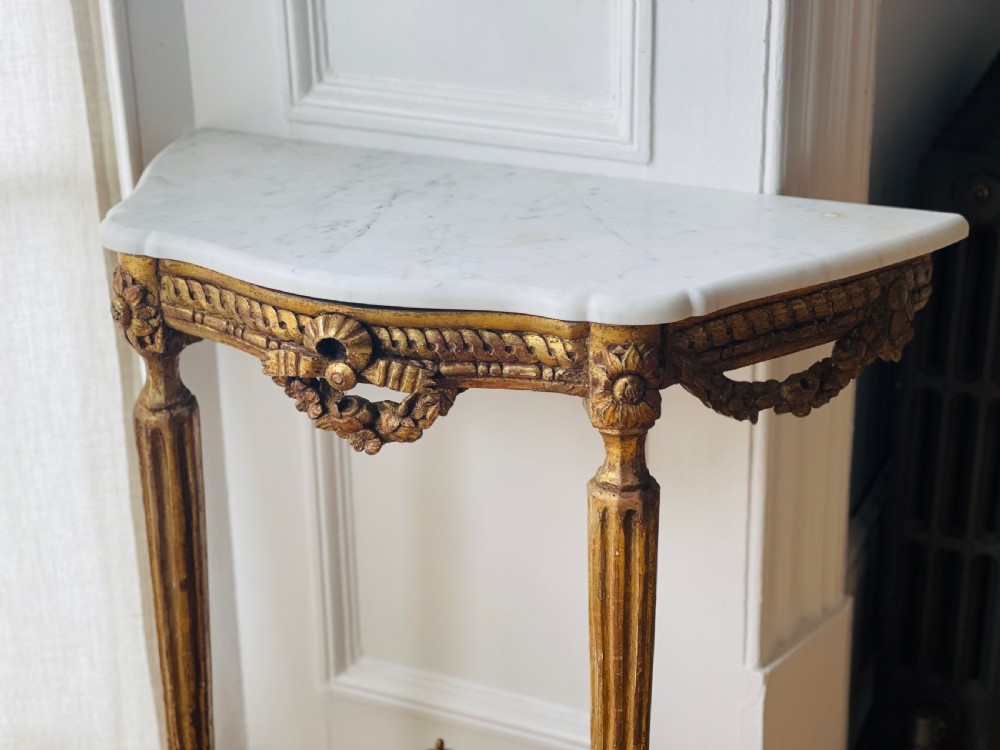 Antique French gilt and marble console View II