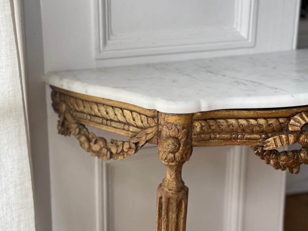 Antique French gilt and marble console View III
