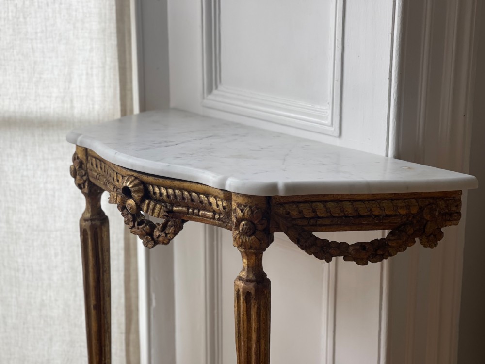Antique French gilt and marble console View VIII