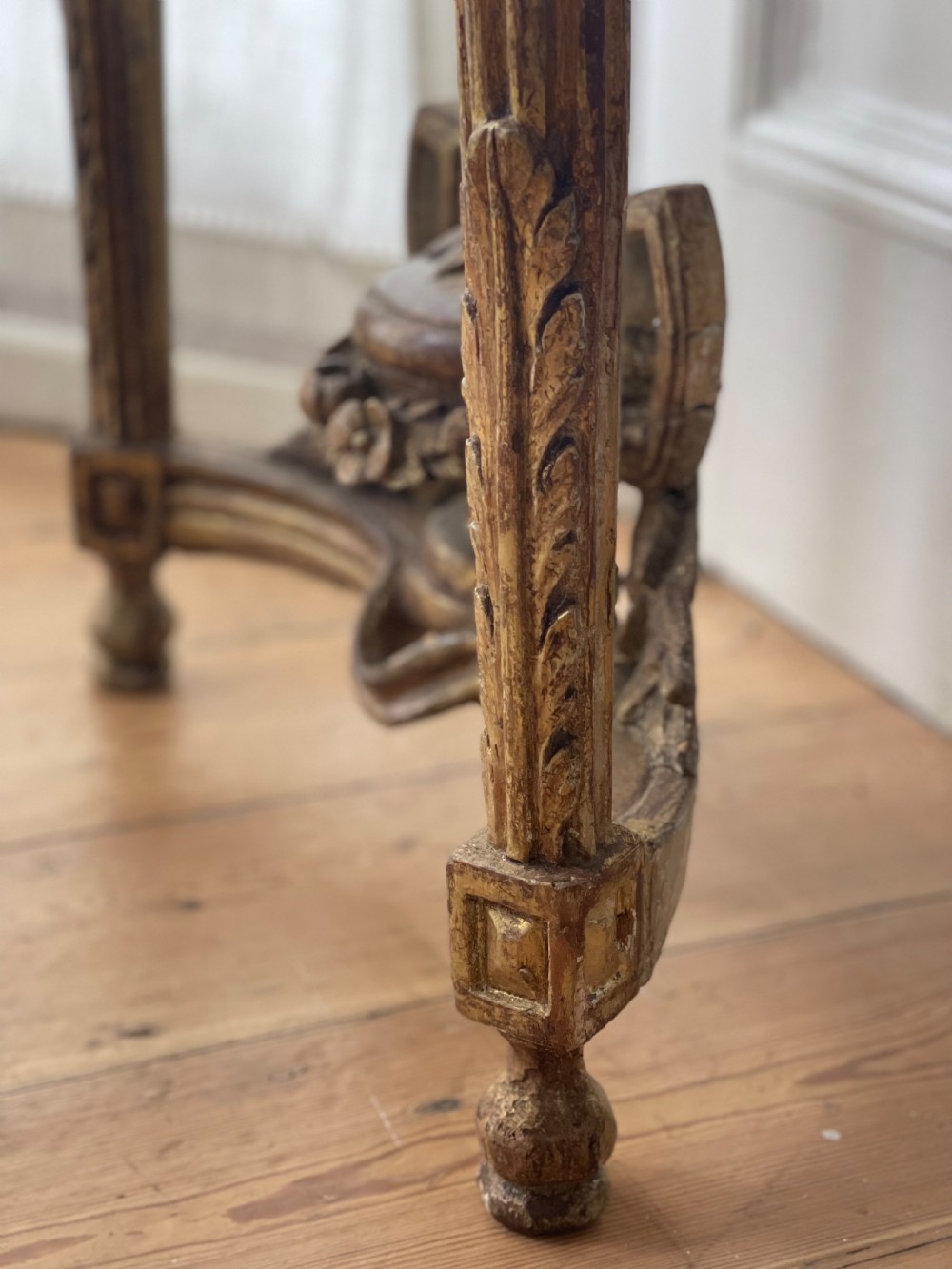 Antique French gilt and marble console View X