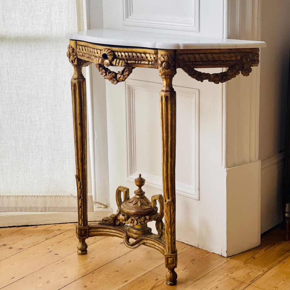 Antique French gilt and marble console View XI