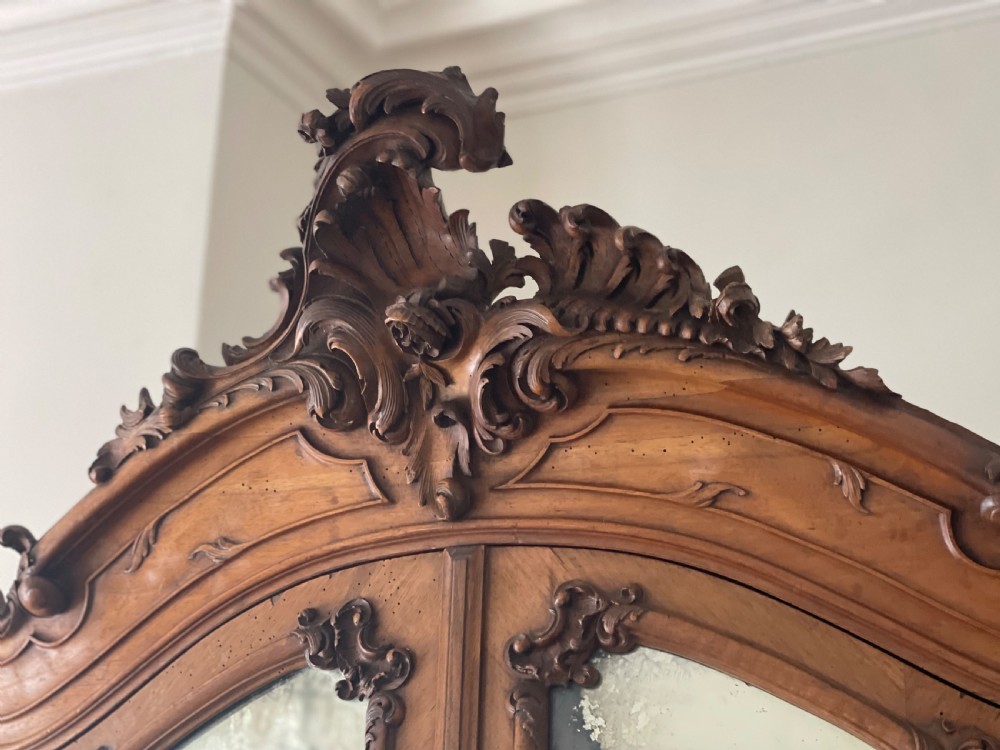 Antique French double armoire wardrobe with hanging rails  View II