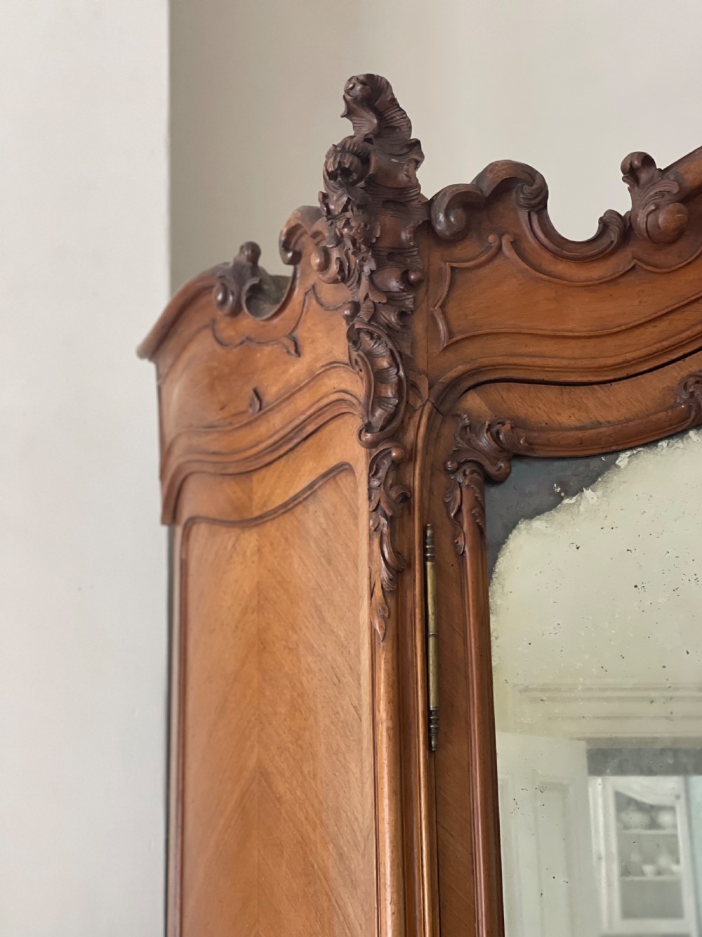 Antique French double armoire wardrobe with hanging rails  View III