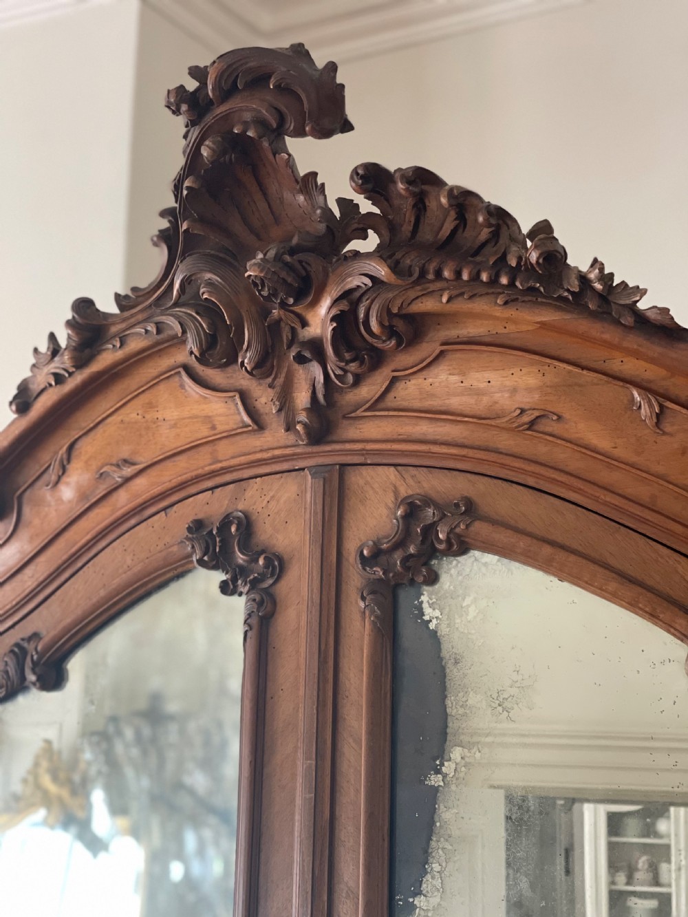 Antique French double armoire wardrobe with hanging rails  View IV