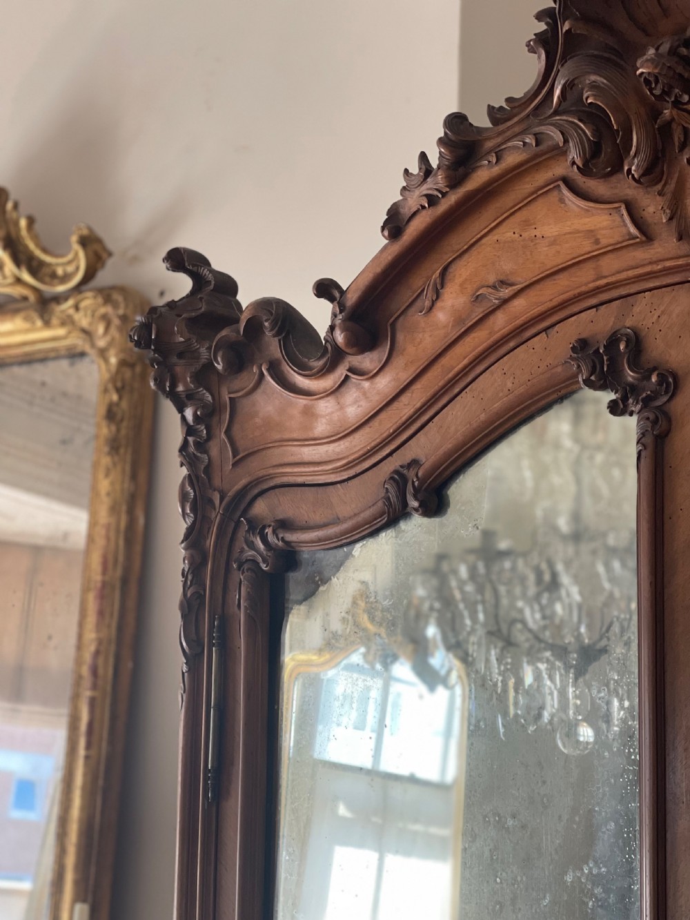 Antique French double armoire wardrobe with hanging rails  View VI