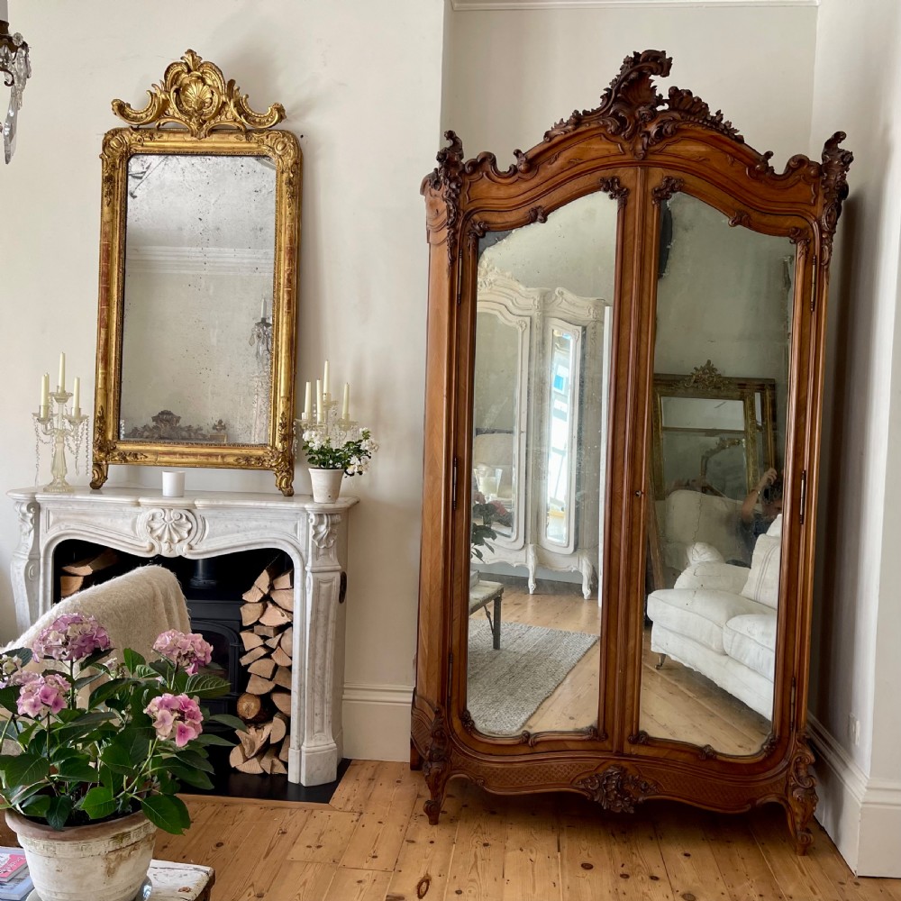 Antique French double armoire wardrobe with hanging rails  View VIII