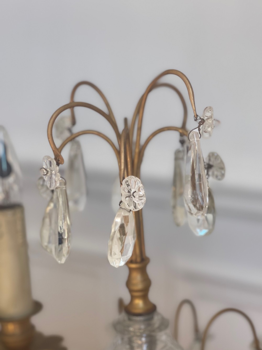 Pair of antique French crystal lamps View VII