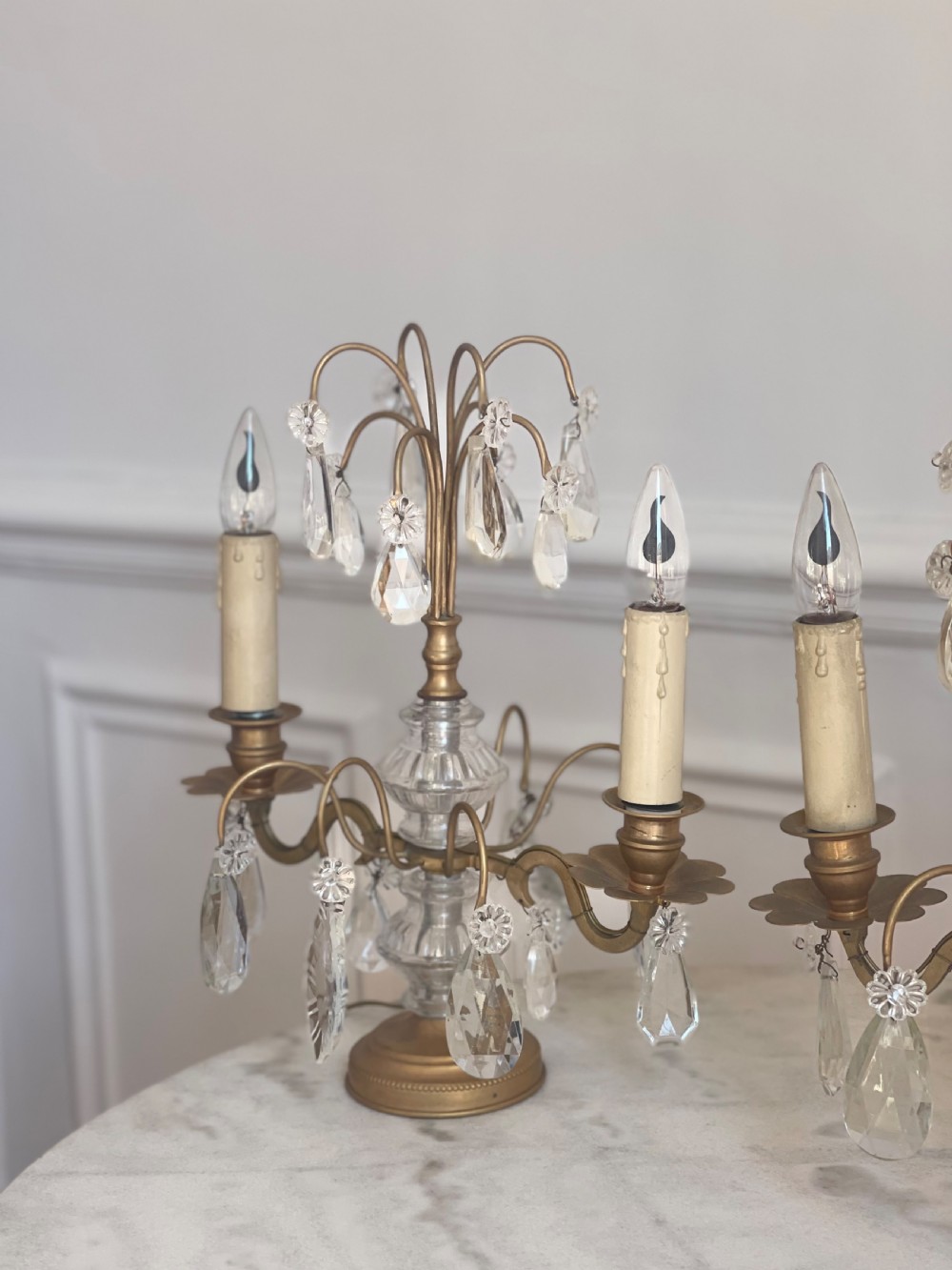 Pair of antique French crystal lamps View VIII