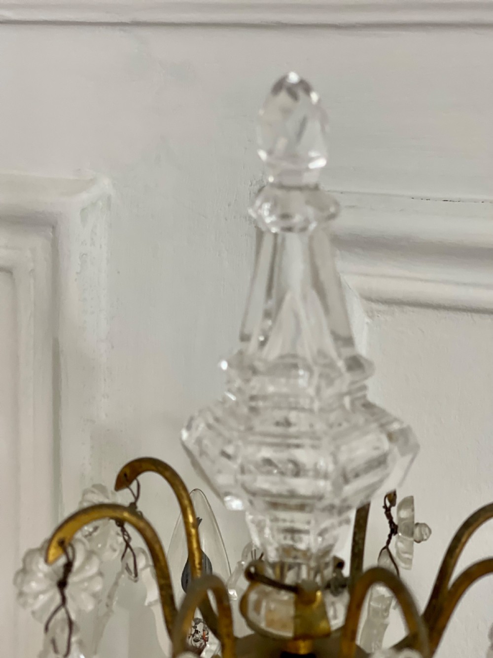 Pair of large antique French crystal table lamps View VIII