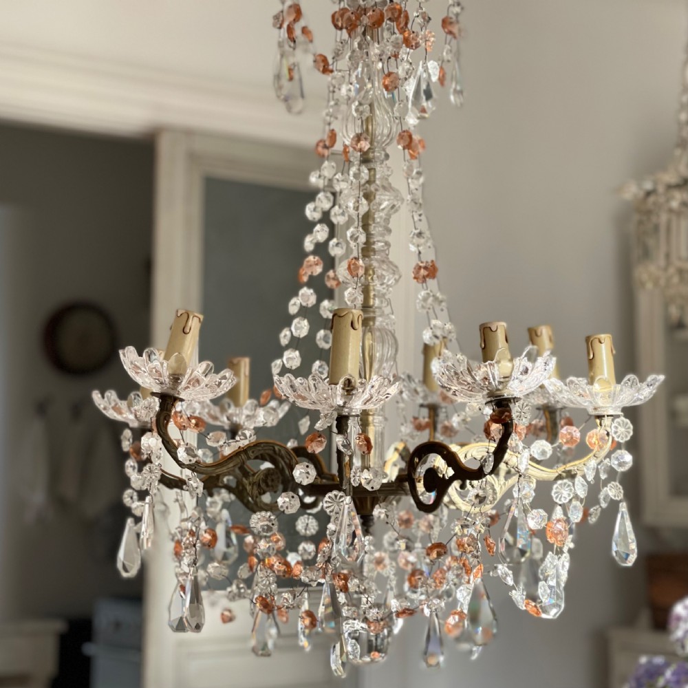 Antique French crystal chandelier c1890 View III