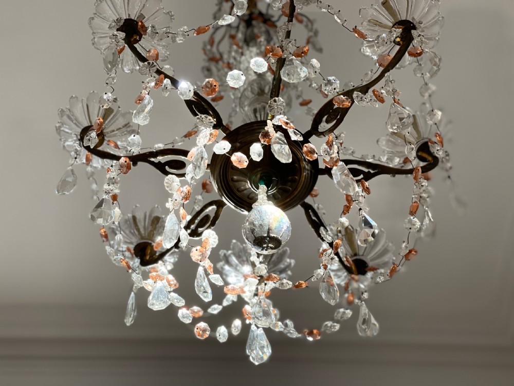 Antique French crystal chandelier c1890 View VII