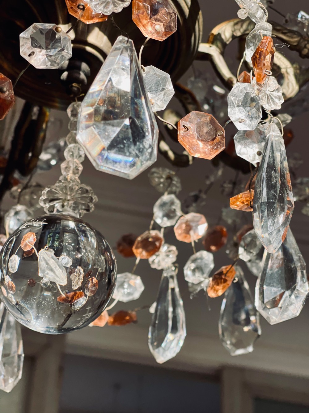 Antique French crystal chandelier c1890 View VIII