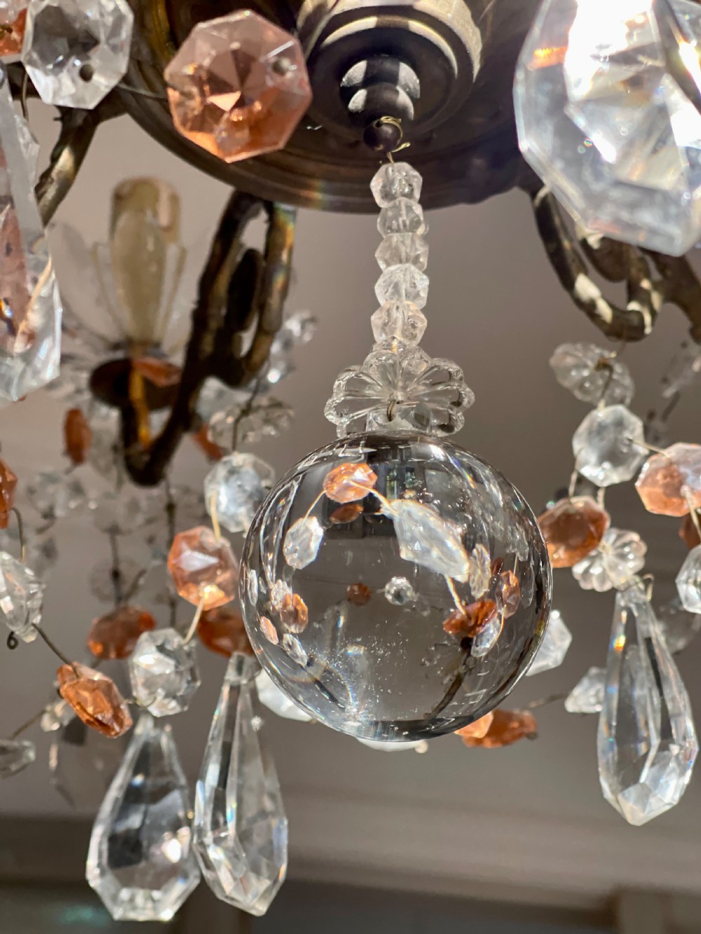 Antique French crystal chandelier c1890 View IX