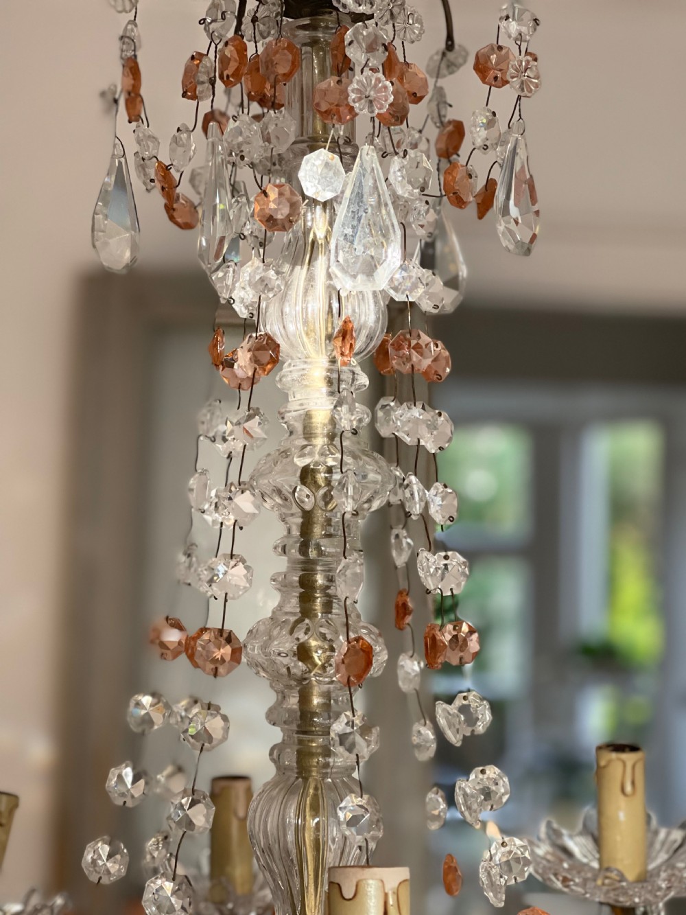 Antique French crystal chandelier c1890 View X