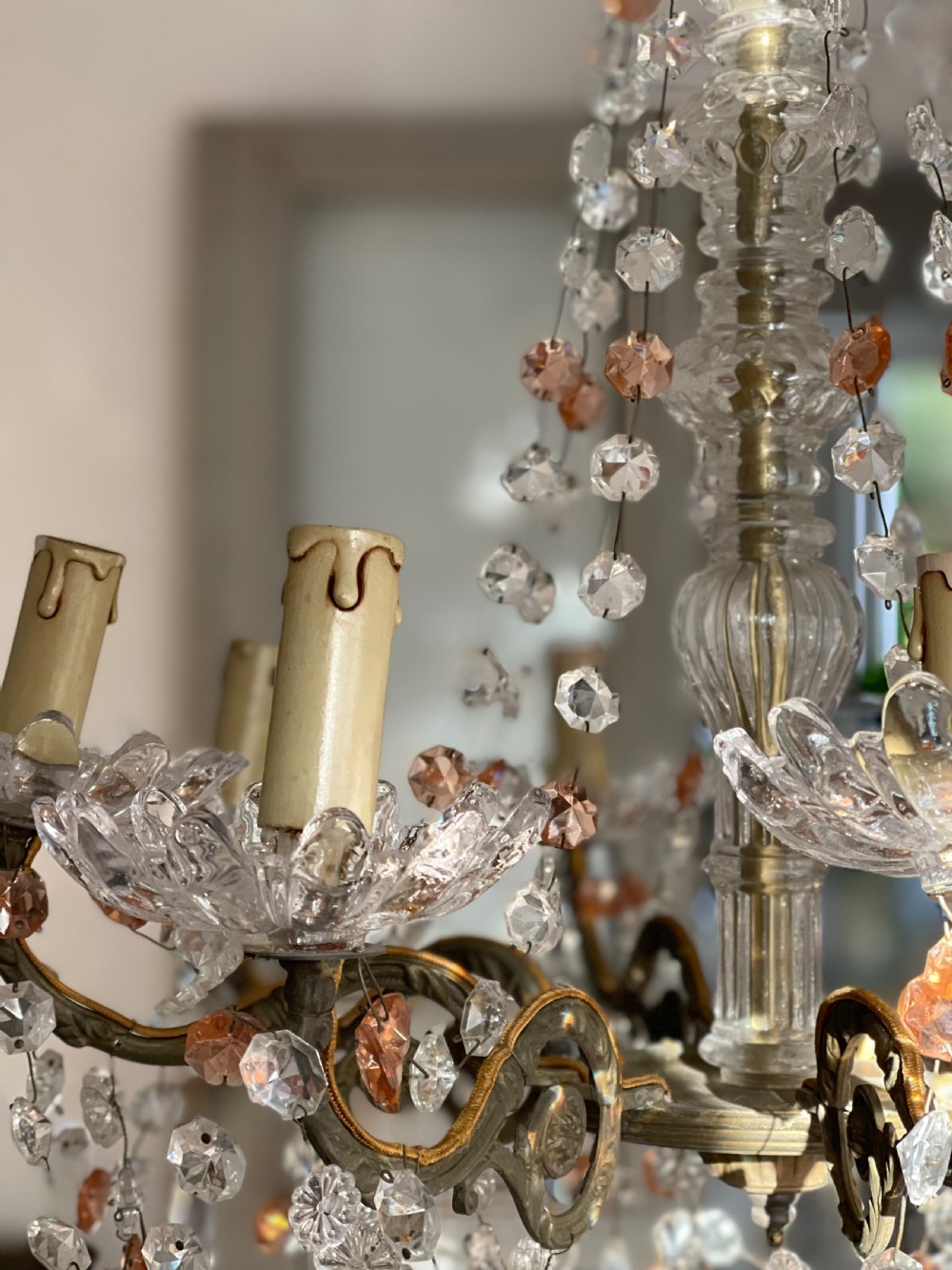 Antique French crystal chandelier c1890 View XI