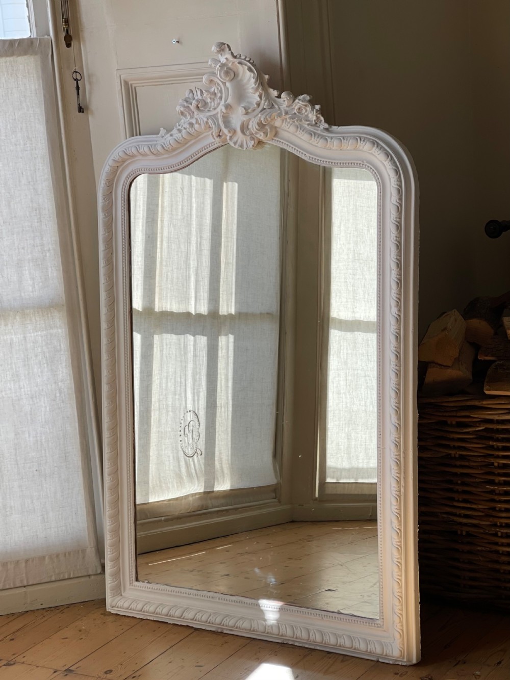 Antique French Louis XV painted mirror 