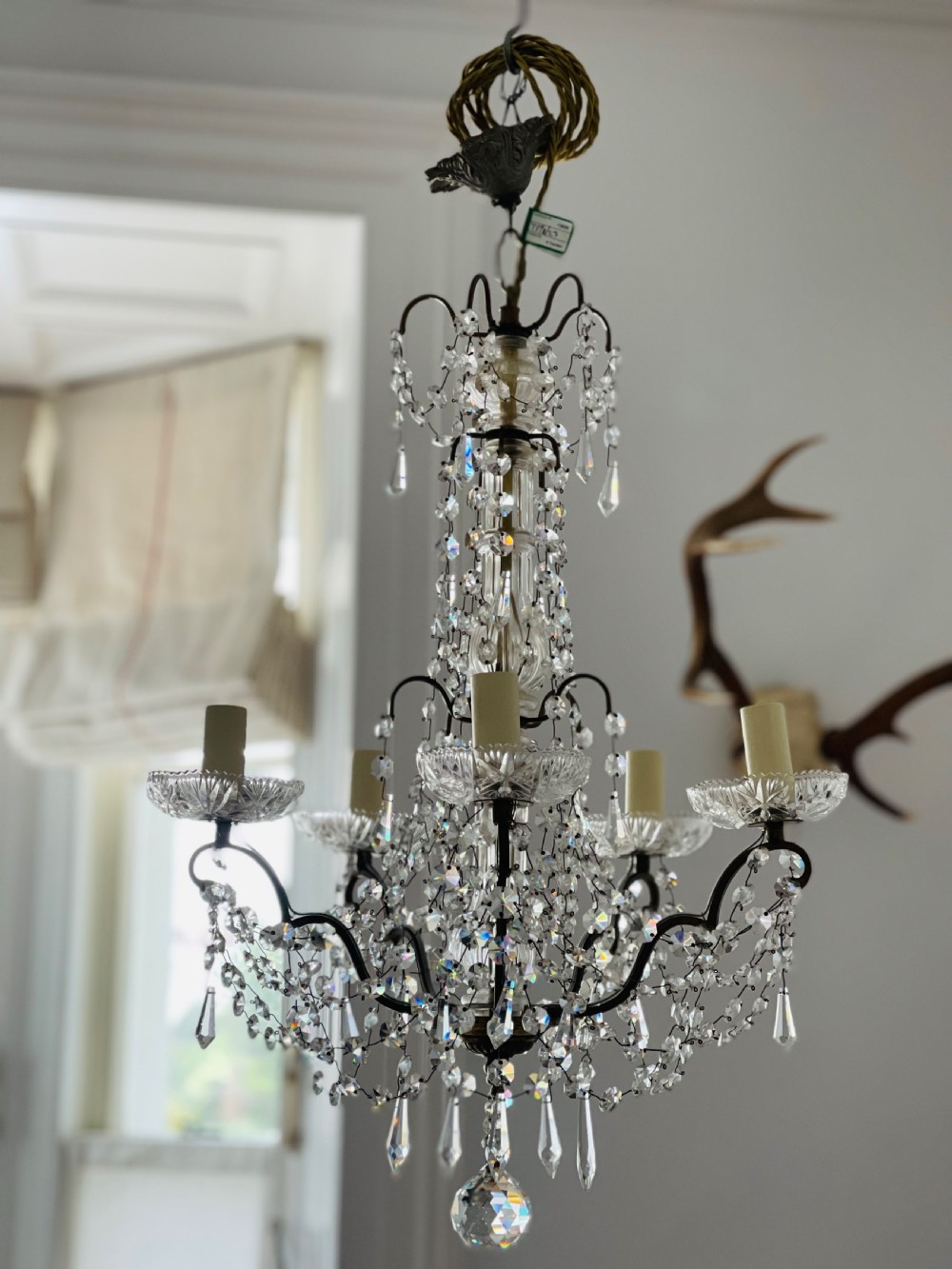 Antique French Crystal Chandelier - rewired 