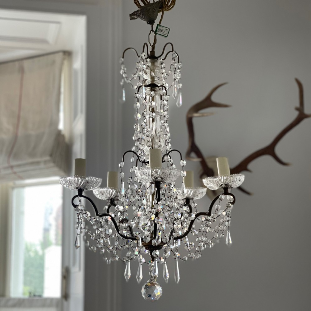 Antique French Crystal Chandelier - rewired  View II