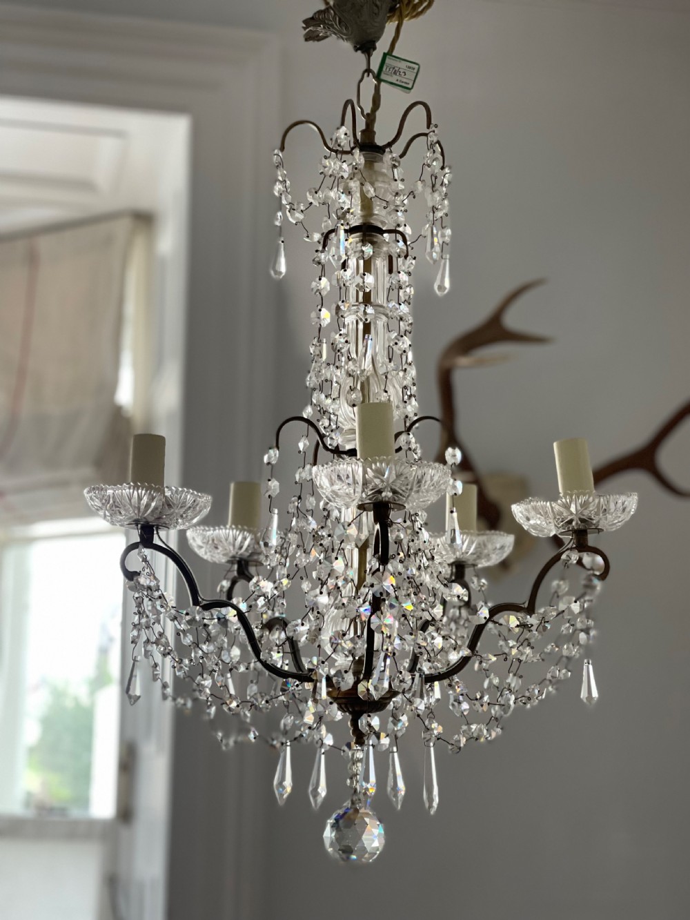 Antique French Crystal Chandelier - rewired  View III