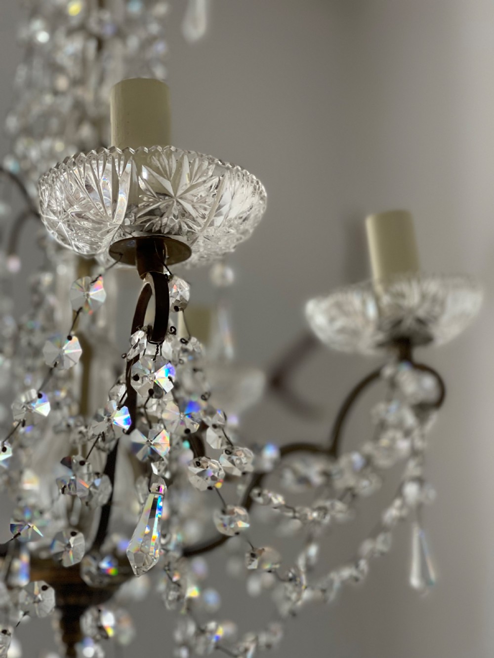 Antique French Crystal Chandelier - rewired  View V