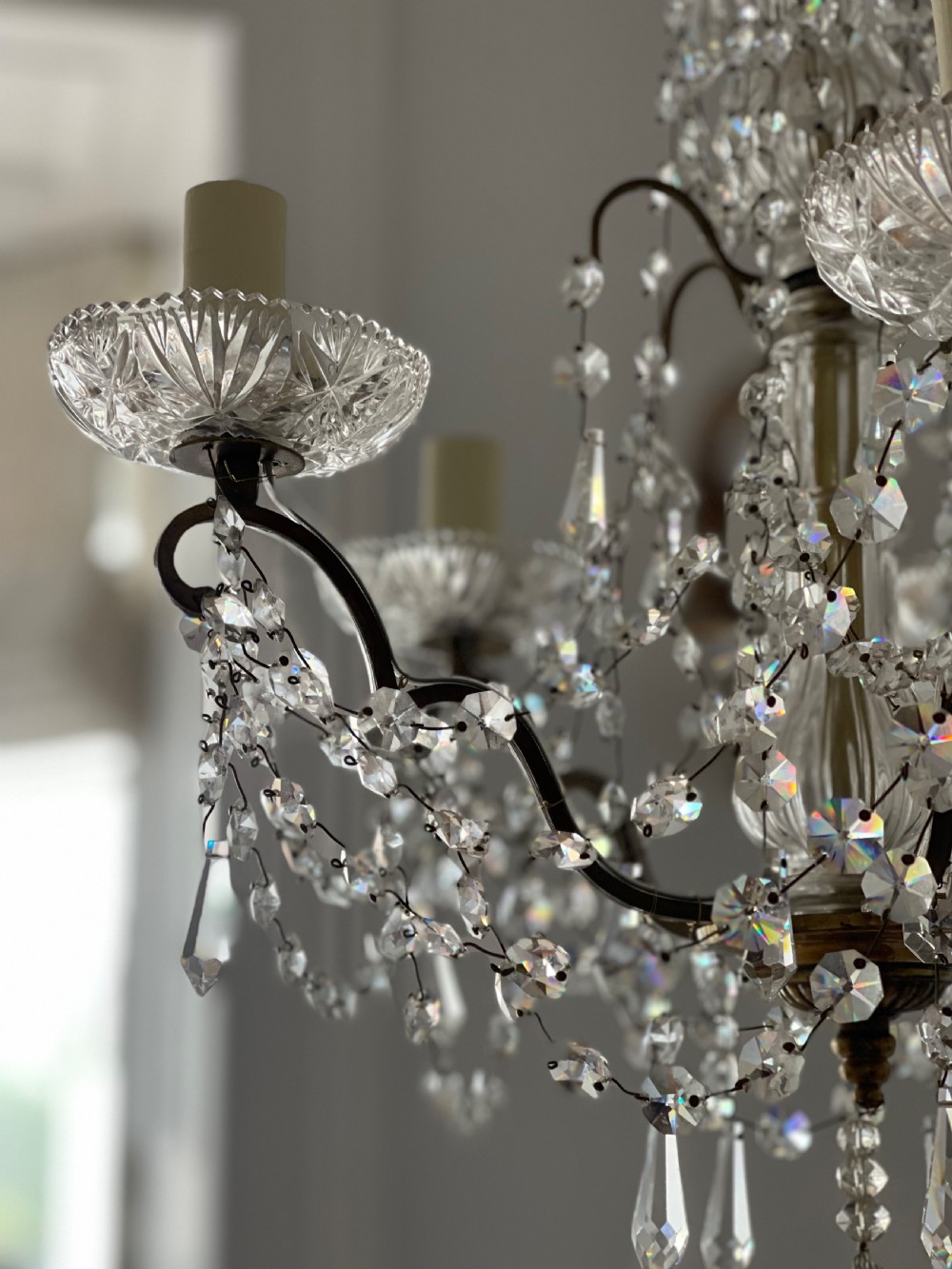 Antique French Crystal Chandelier - rewired  View VI
