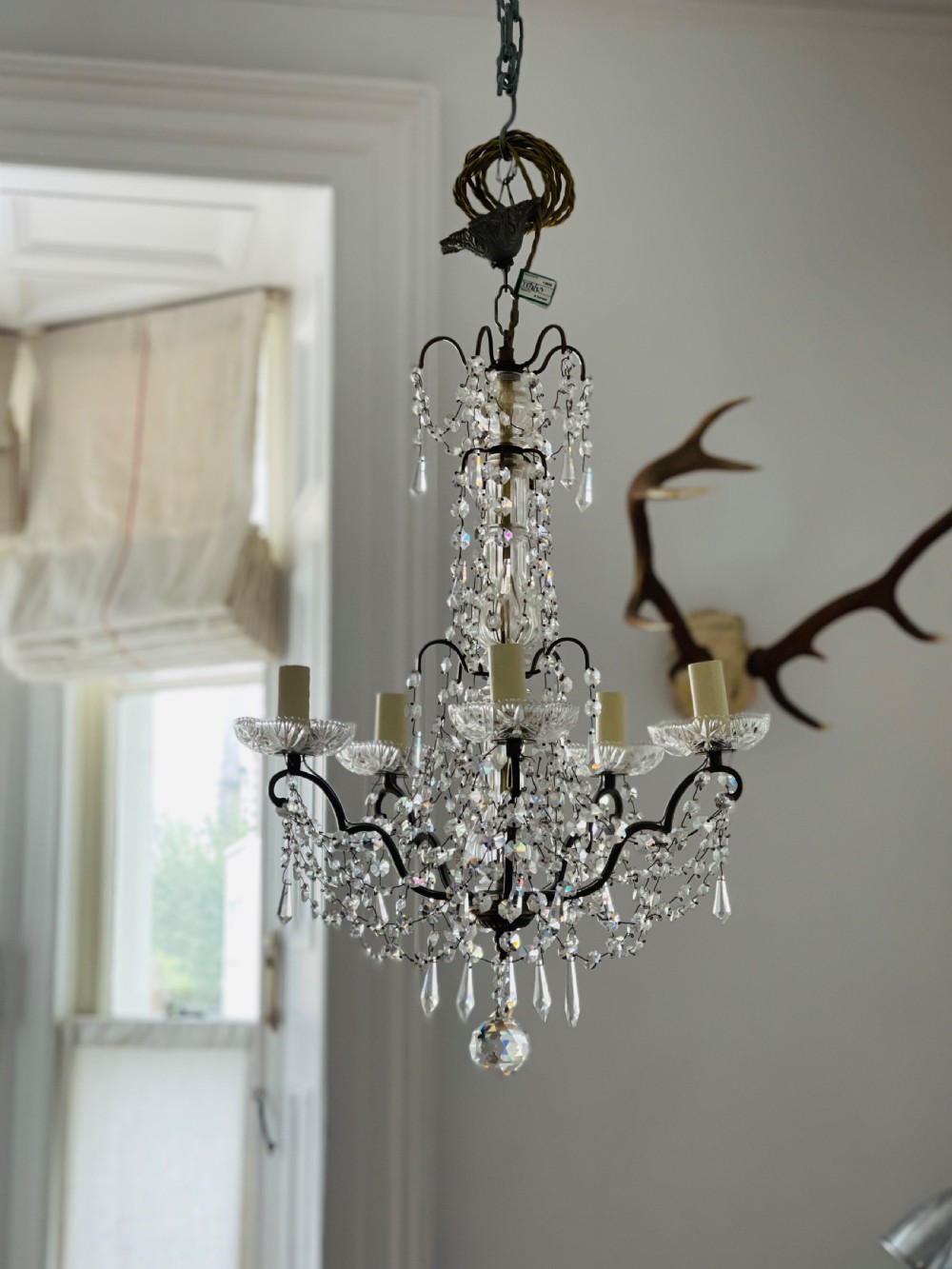 Antique French Crystal Chandelier - rewired  View X