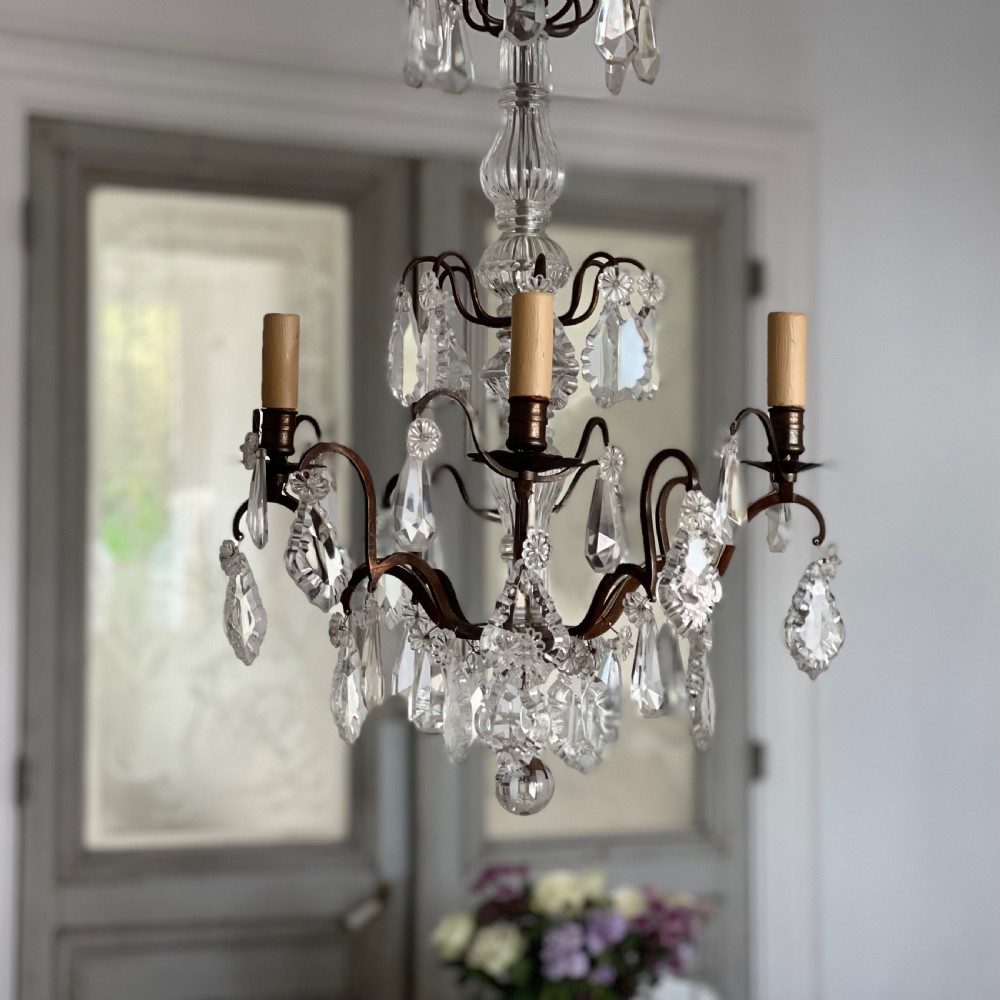 Antique French crystal 4 arm chandelier View II