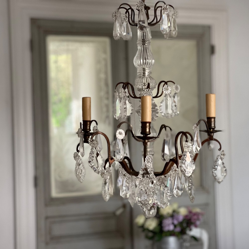 Antique French crystal 4 arm chandelier View VII