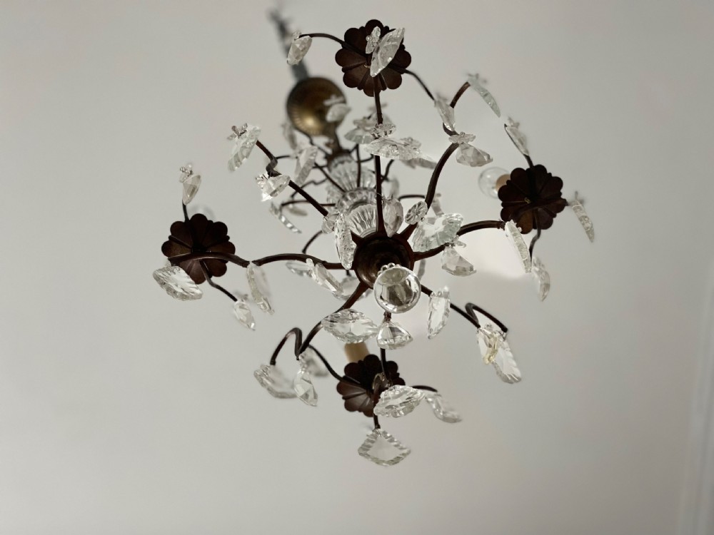 Antique French crystal 4 arm chandelier View VIII