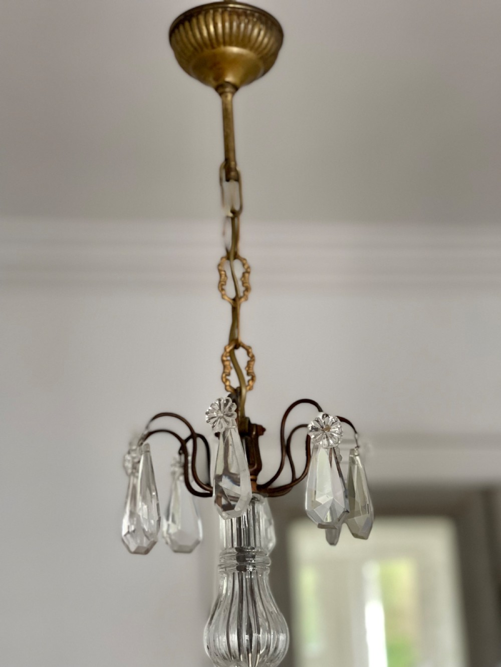 Antique French crystal 4 arm chandelier View IX