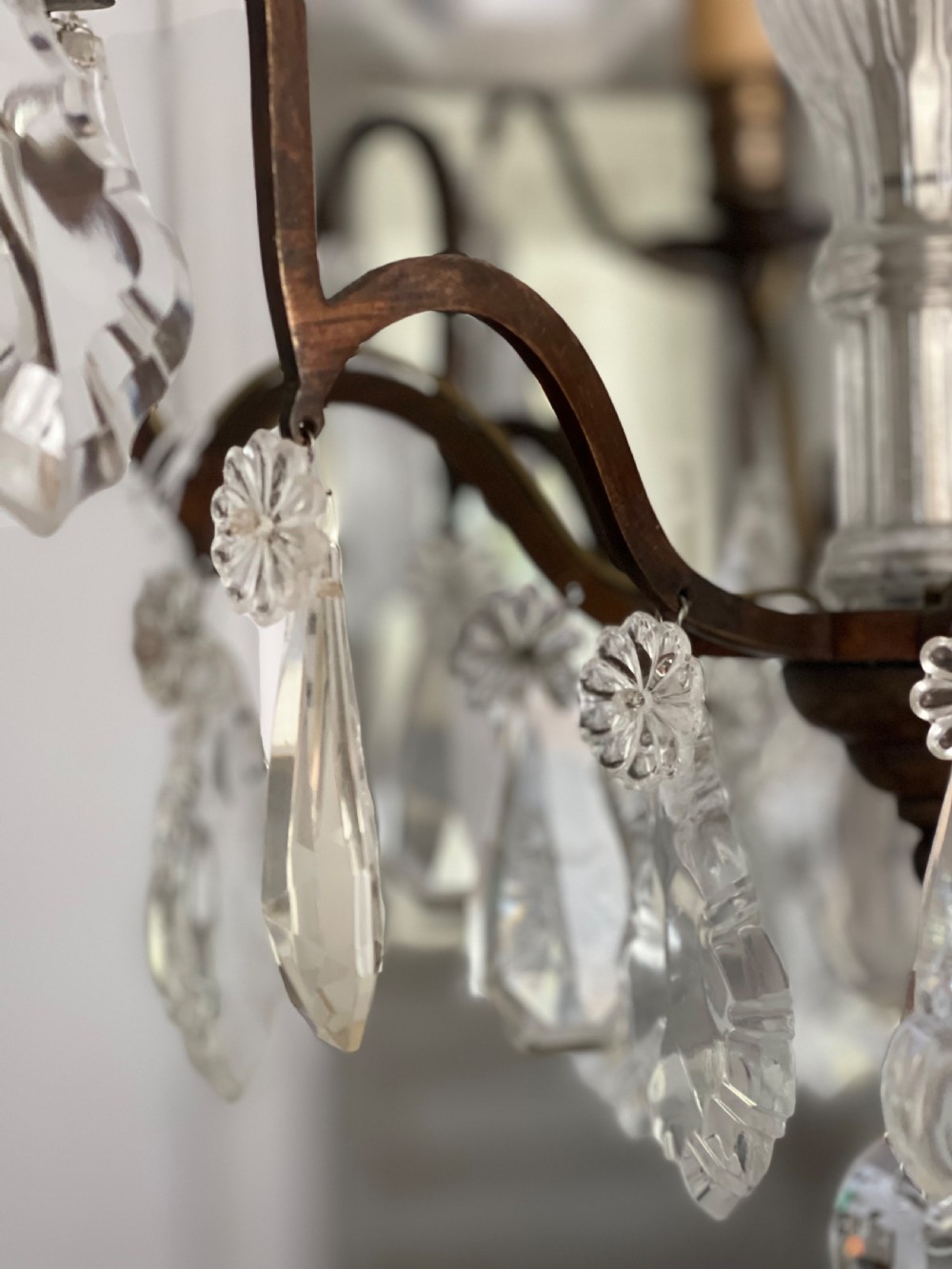 Antique French crystal 4 arm chandelier View XIII