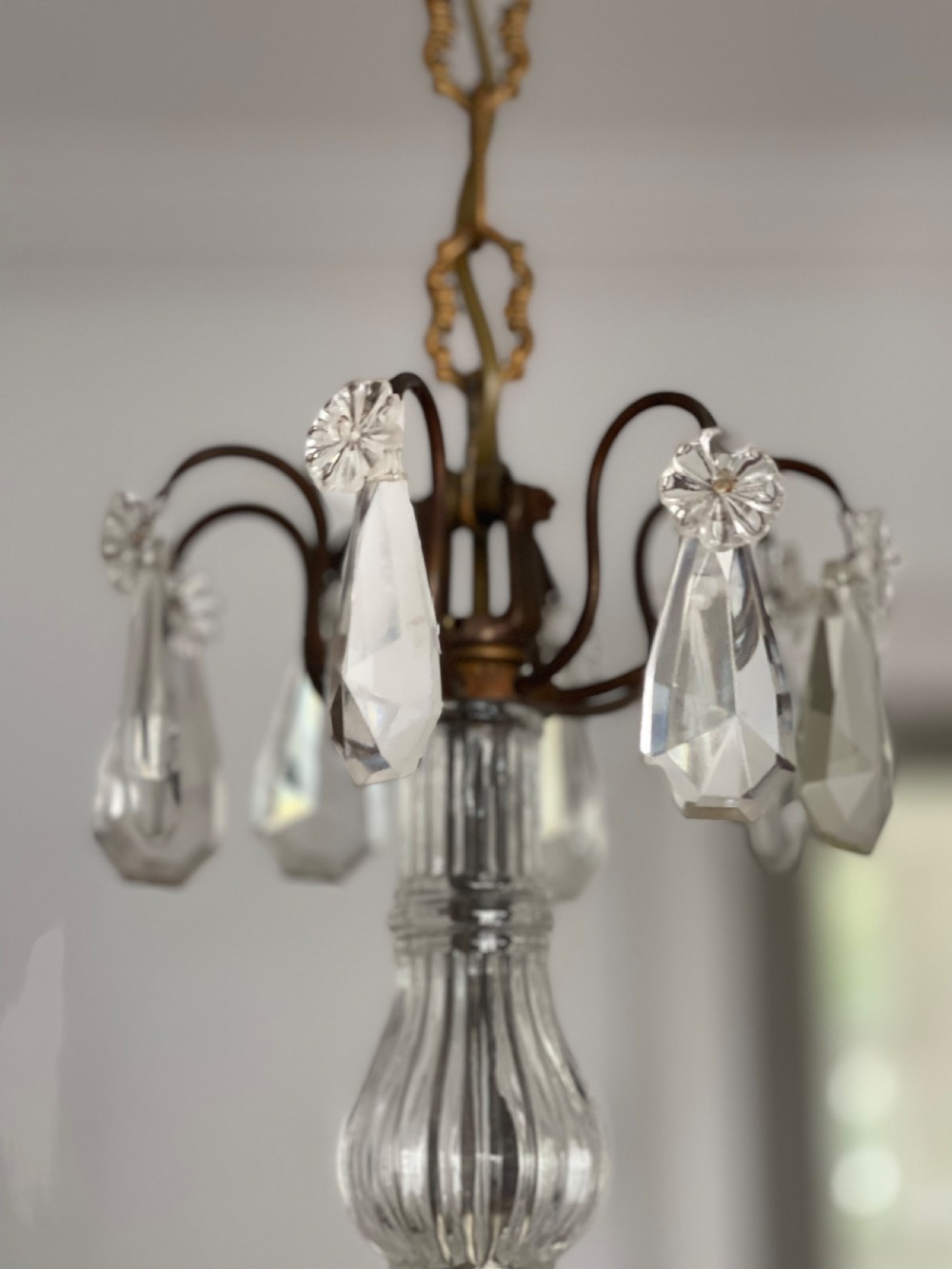 Antique French crystal 4 arm chandelier View XV