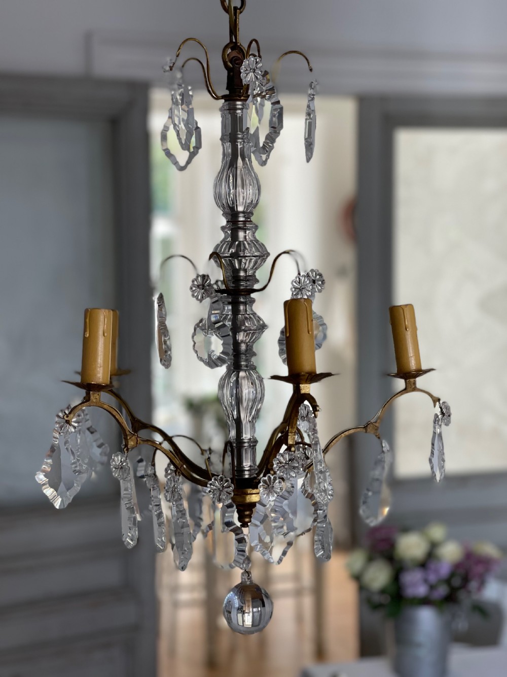 Antique French crystal chandelier - rewired View III