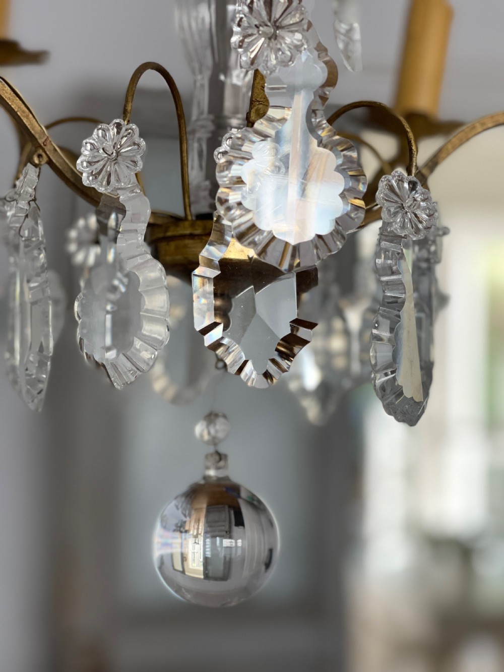 Antique French crystal chandelier - rewired View V