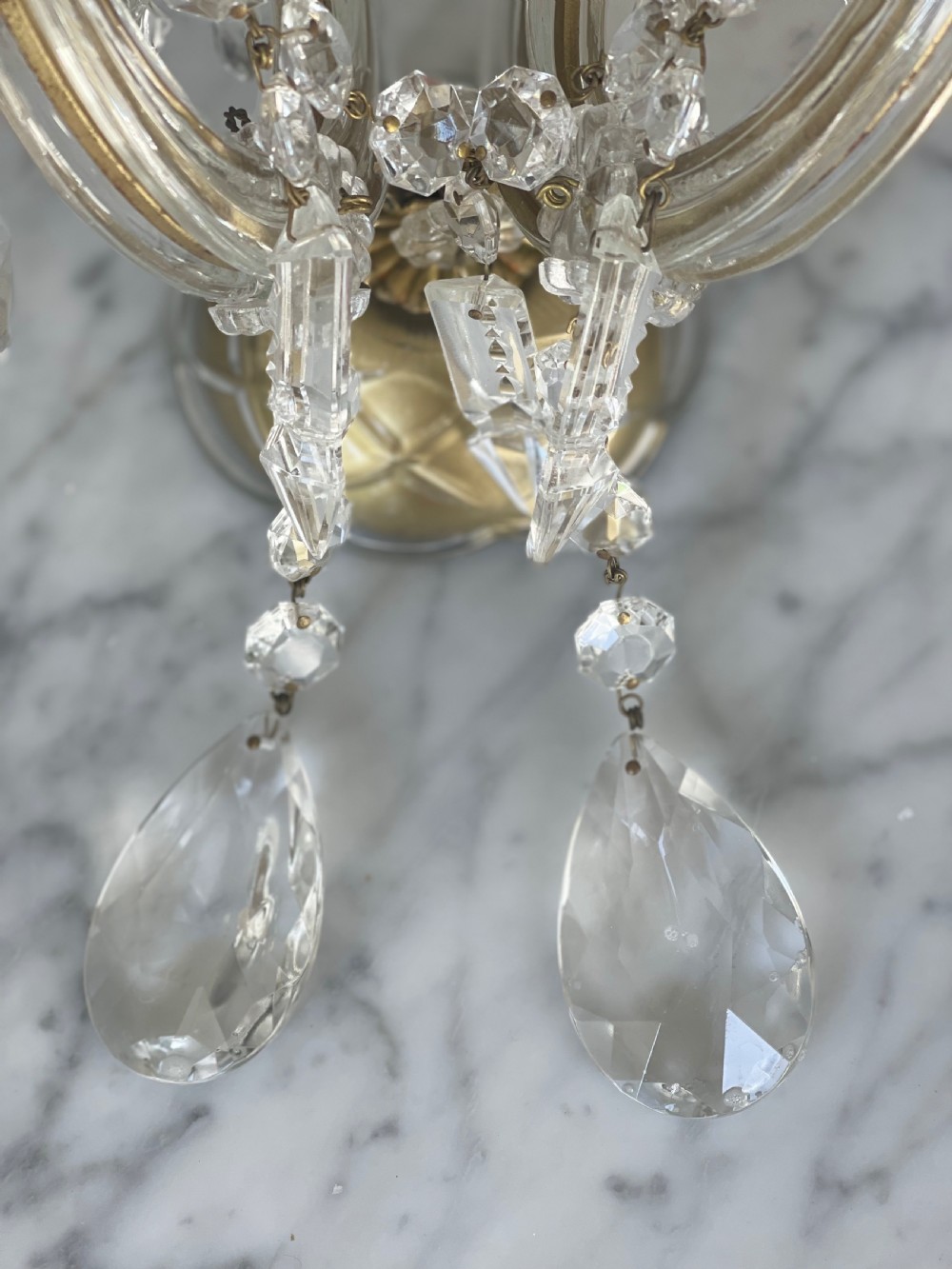 Pair of antique French crystal wall lights View VIII