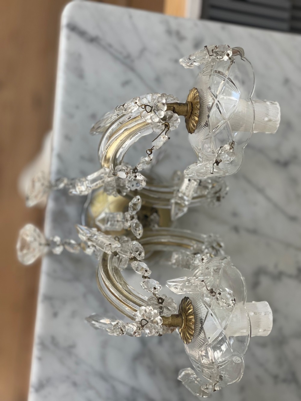 Pair of antique French crystal wall lights View IX